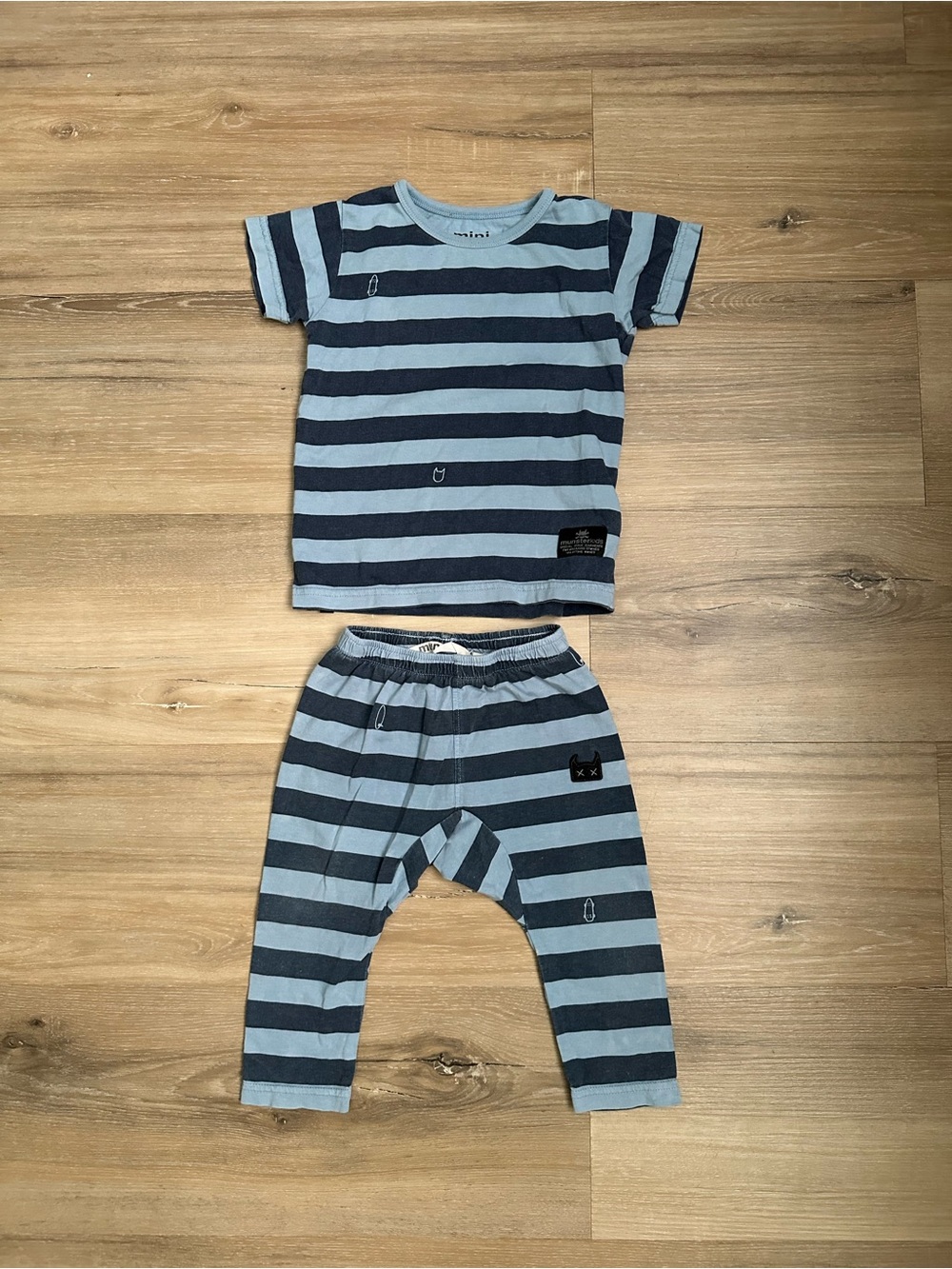 Munster Kids Blue & Black Striped 2-Piece Set – 18–24M